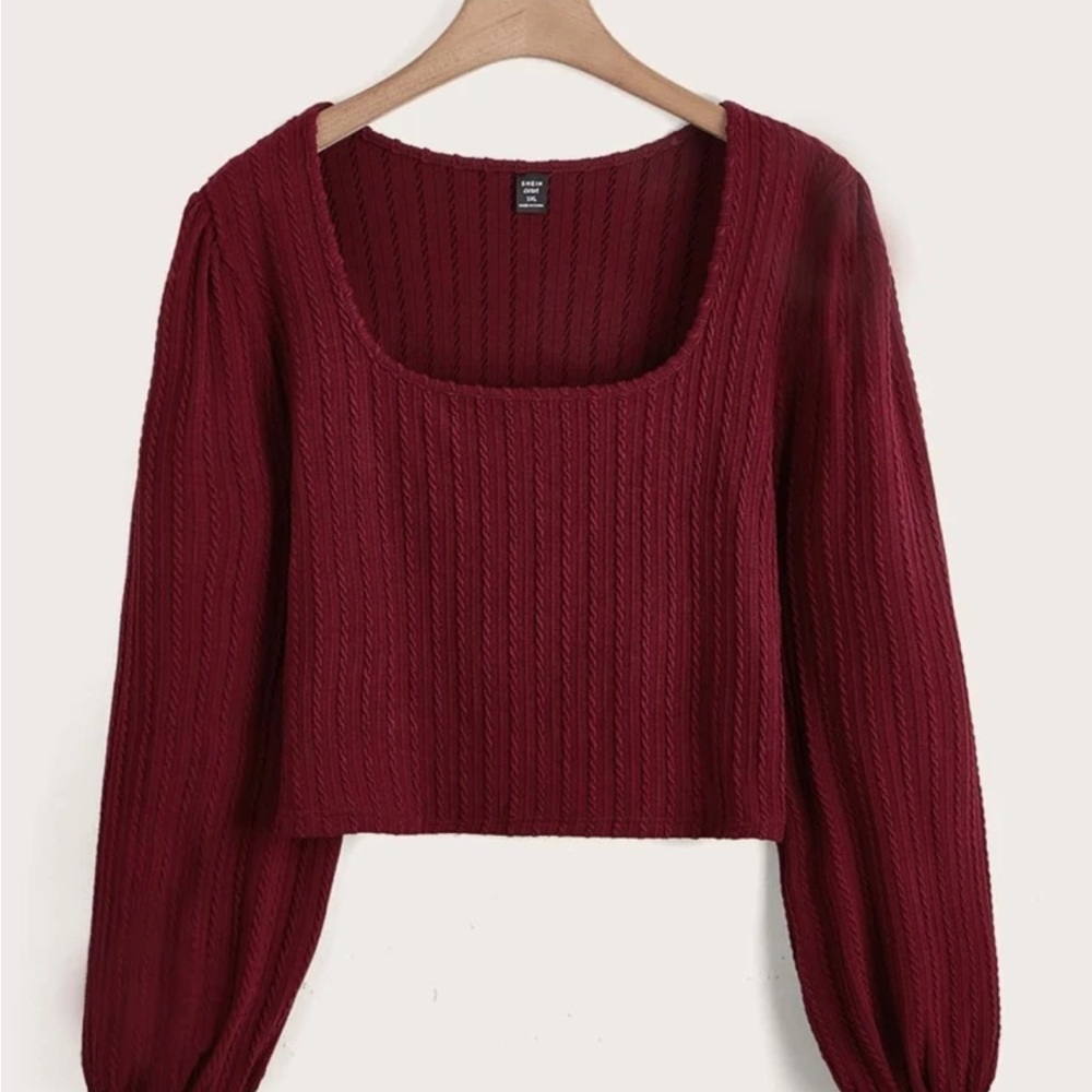 Burgundy Knit Sweater Top